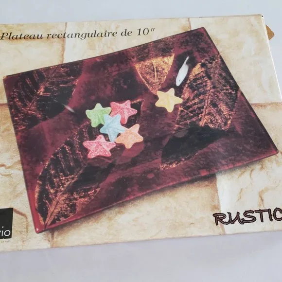 Gold leaf, brown rectangular plate - Picture 4 of 4